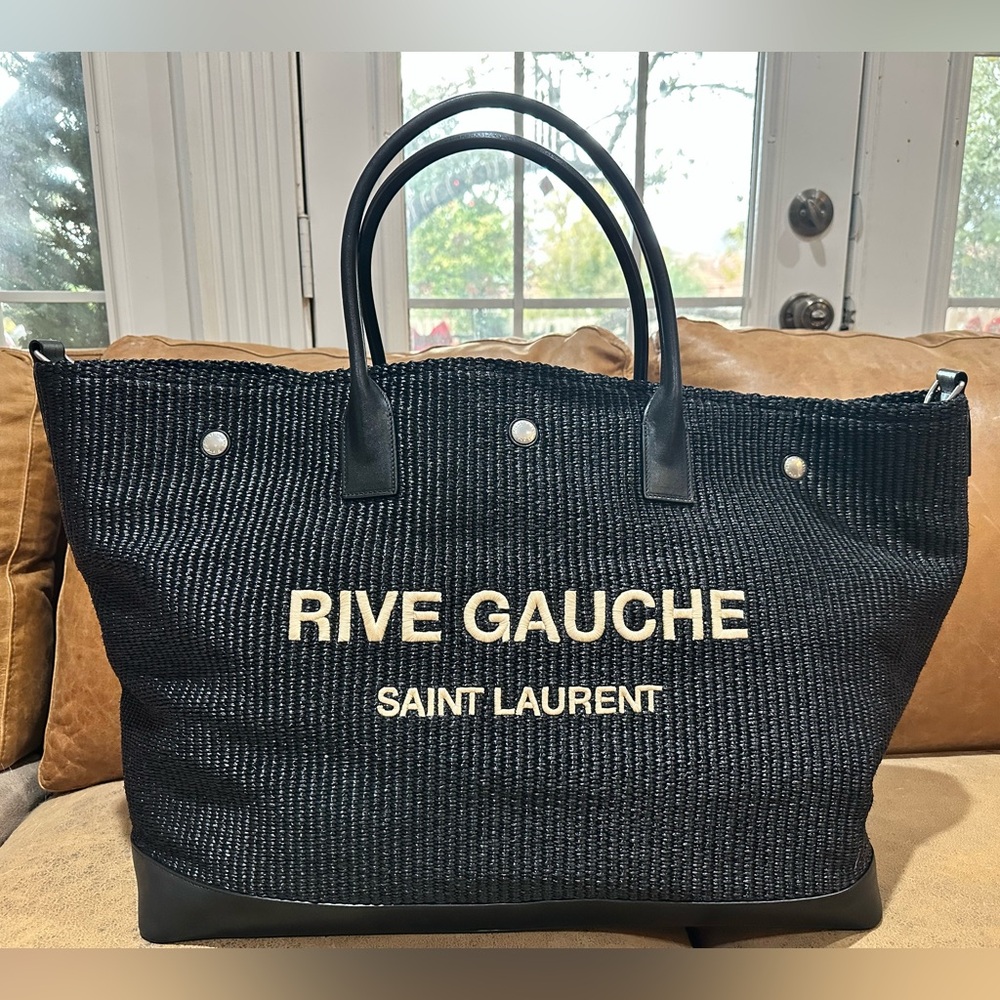 🅰️ Saint Laurent Raffia/Leather Maxi Tote